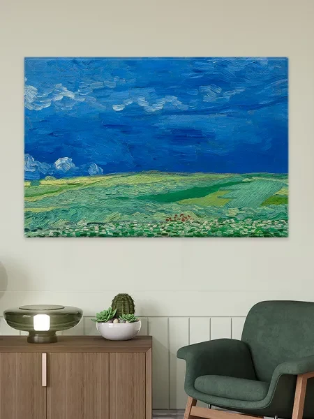 Картина на холсте для интерьера - Ван Гог - Пшеничное поле под грозовыми тучами, 1890 70х100 см - превью 2