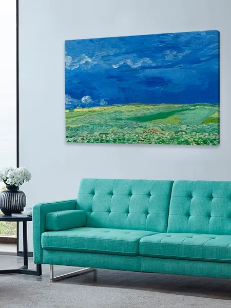 Картина на холсте для интерьера - Ван Гог - Пшеничное поле под грозовыми тучами, 1890 70х100 см - превью 3