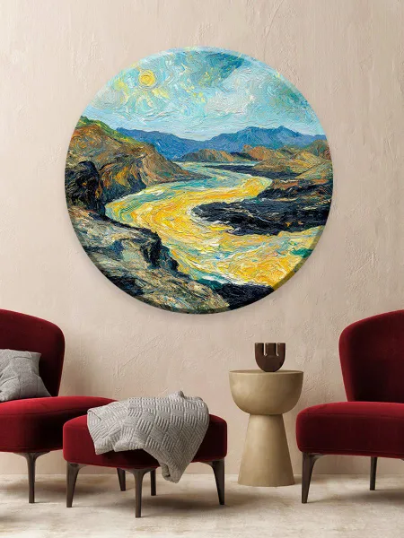 Интерьерная картина на холсте Абстрактный Пейзаж Мастихином 70х70 см