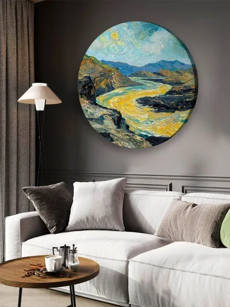 Интерьерная картина на холсте Абстрактный Пейзаж Мастихином 70х70 см - превью 3