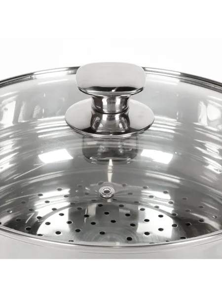 Daniks Мантоварка нержавеющая сталь с крышкой на 7 л, 4 секции, 26 см индукция