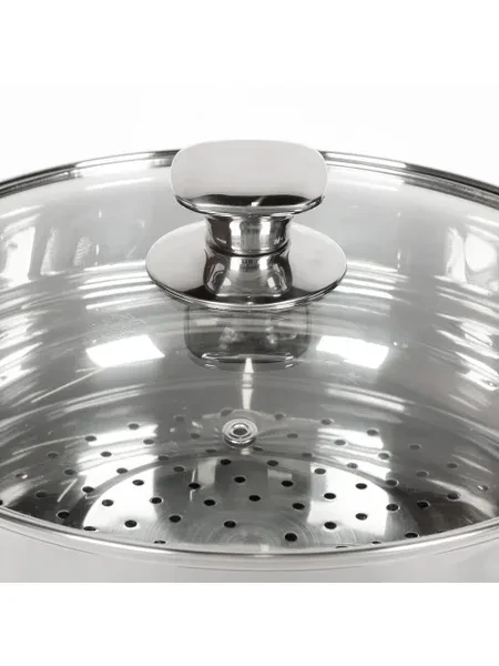 Daniks Мантоварка нержавеющая сталь с крышкой на 7 л, 4 секции, 26 см индукция - превью 11