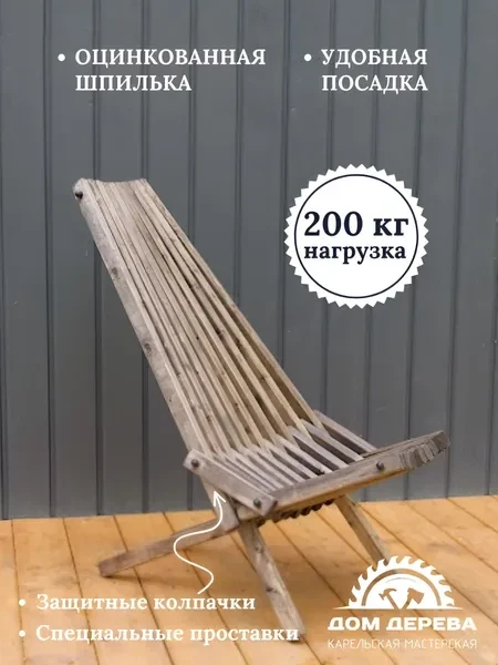 Садовое кресло складное Кентукки стандарт, стул - шезлонг из Карельской сосны окрашенное разобранное - превью 3