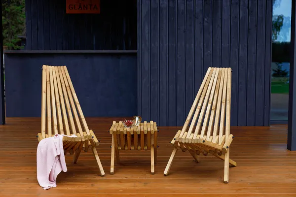 Садовое кресло складное Кентукки стандарт 2 шт, стул - шезлонг из Карельской сосны окрашенное разобранное