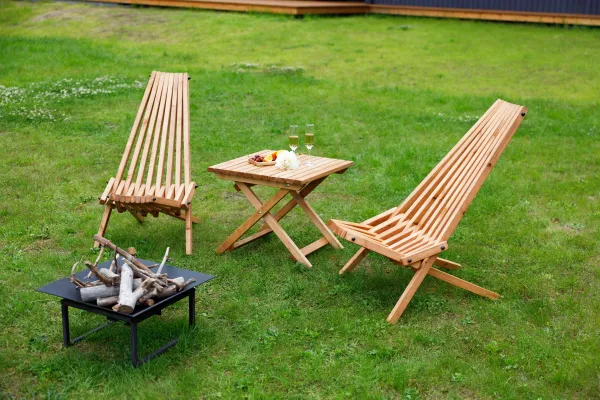 Садовое кресло складное Кентукки стандарт 2 шт, стул - шезлонг из Карельской сосны окрашенное разобранное