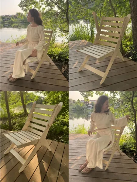 Стул садовый складной, со спинкой и подлокотниками. Кресло садовое деревянное. - превью 10