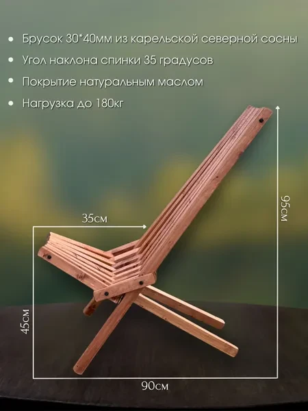 Комплект садовой мебели Кентукки, 2 кресла и стол 40*40, цвет Махагон, Сосна - превью 3