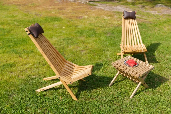 Комплект садовой мебели из Карельской сосны "Кентукки" стандарт, 2 кресла и столик из дерева на металлической шпильке для дачи, террасы, улицы