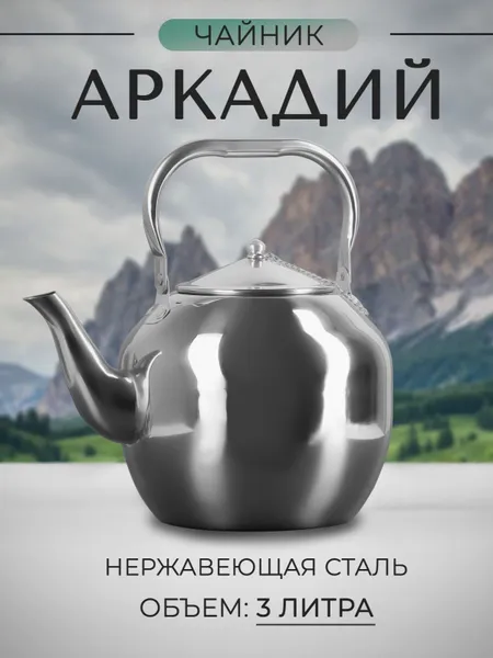 Чайник , 3 л, "Аркадий", нержавеющая сталь