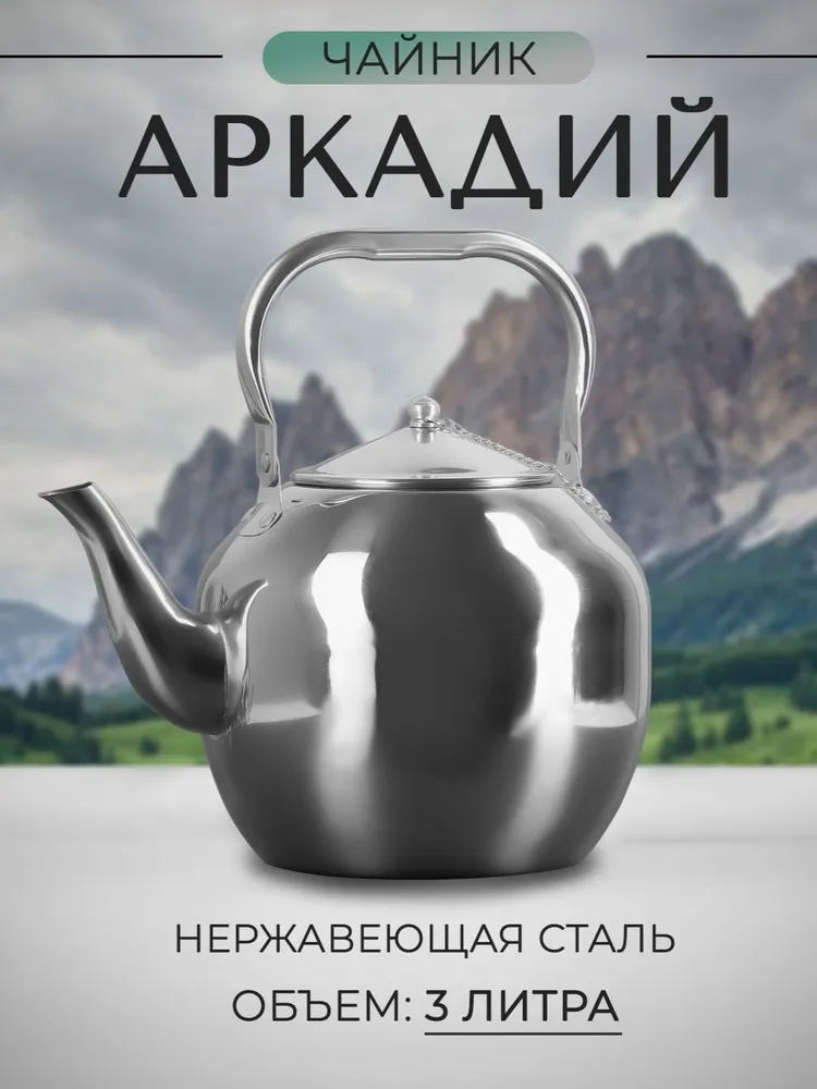Чайник , 3 л, "Аркадий", нержавеющая сталь