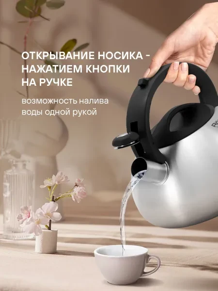 Rondell Чайник со свистком 3 л, Sieden RDS-088, нержавеющая сталь, для газовой плиты - превью 5