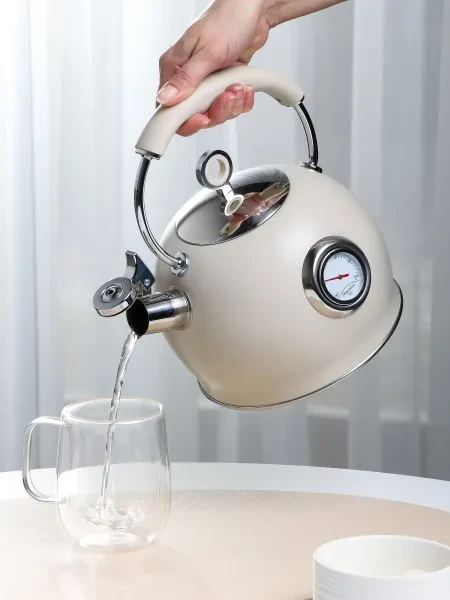 DaniksЧайник нержавеющая сталь 3 л, со свистком, матовый, с датчиком температуры - превью 6