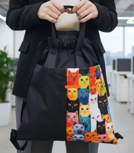 Рюкзачок (сумка,мешок) для вещей и обуви "Коты рисованные" - превью 1