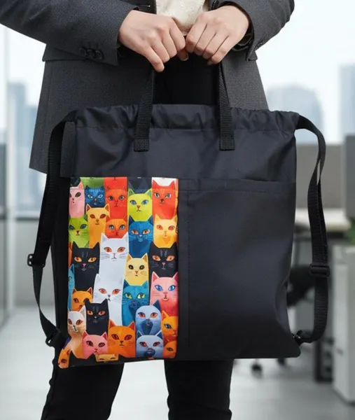 Рюкзачок (сумка,мешок) для вещей и обуви "Коты рисованные"