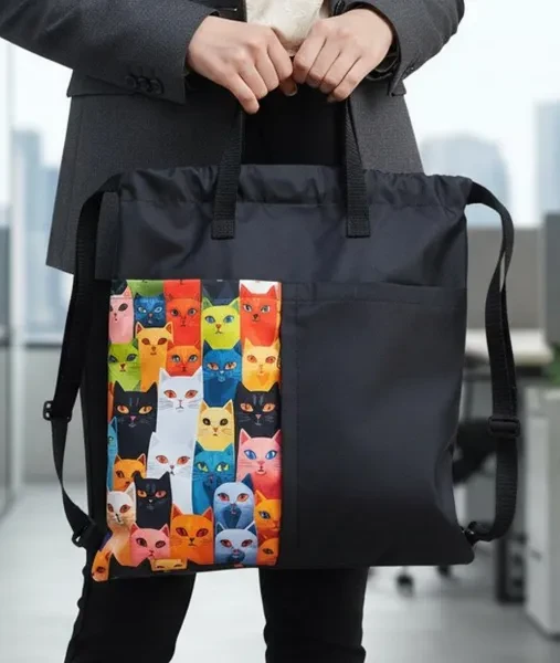 Рюкзачок (сумка,мешок) для вещей и обуви "Коты рисованные" - превью 3