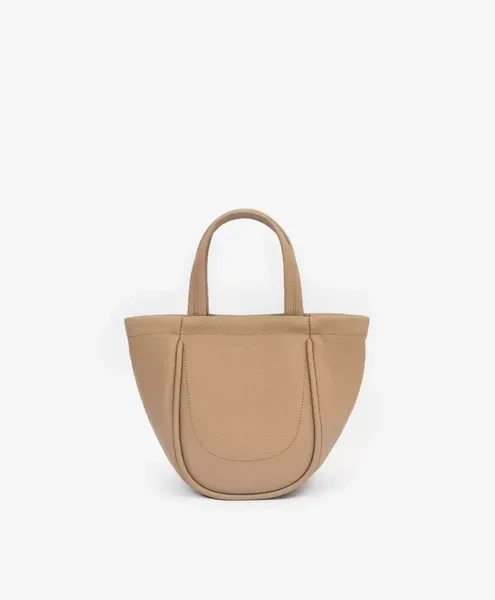 Сумка из натуральной зернистой кожи бежевая GLVR - превью 5