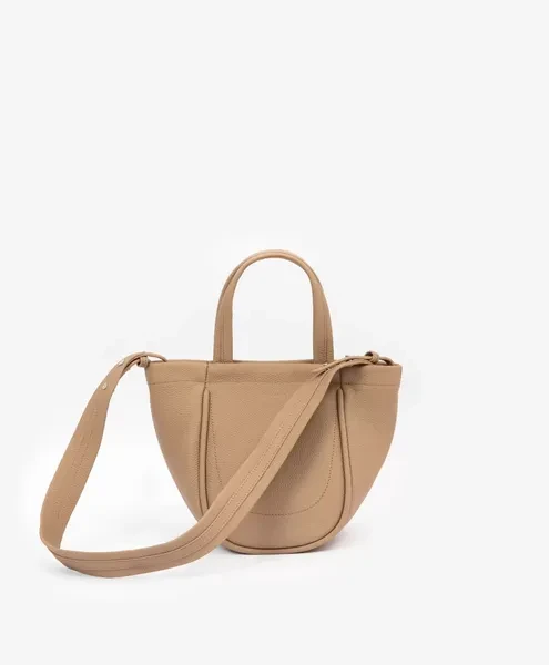 Сумка из натуральной зернистой кожи бежевая GLVR - превью 8