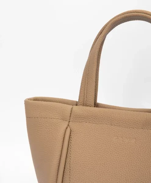 Сумка из натуральной зернистой кожи бежевая GLVR - превью 11