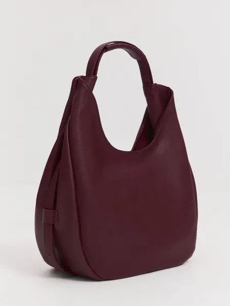 Сумка женская хобо через плечо большая кожаная бордовая - превью 1