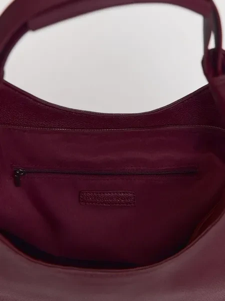 Сумка женская хобо через плечо большая кожаная бордовая - превью 4