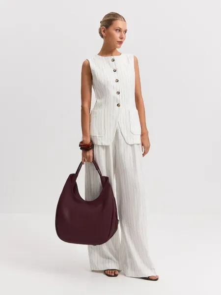 Сумка женская хобо через плечо большая кожаная бордовая - превью 14