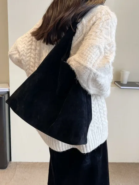 Сумка хобо с косметичкой, женская, повседневная, из экозамши