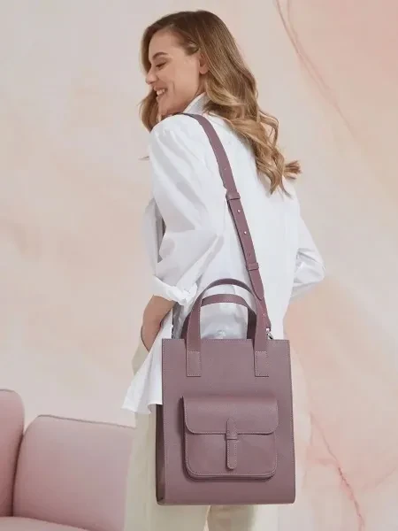 Сумка шоппер "Preppy" лиловая сумка женская на учебу - превью 10