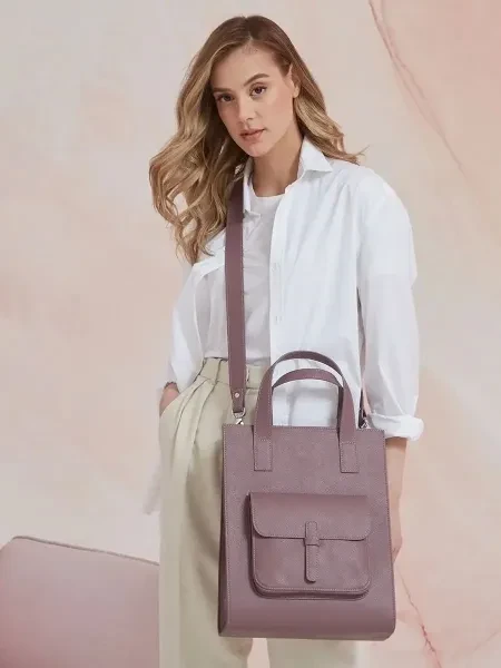 Сумка шоппер "Preppy" лиловая сумка женская на учебу - превью 12