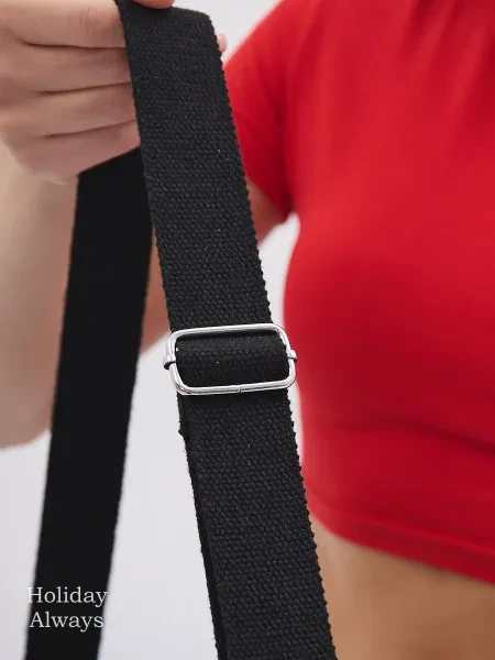 Сумка шоппер женская тканевая через плечо, черная, 43x35x15 см. - превью 7