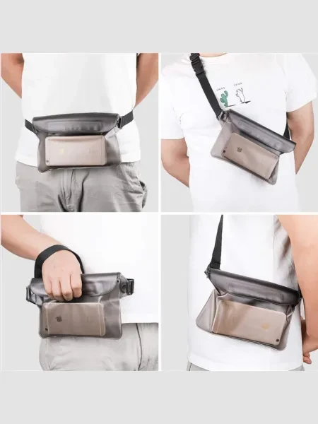 Непромокаемая поясная сумка - гермосумка для документов - Водонепроницаемая сумка на пояс из ПВХ для купания -гермочехол - превью 5