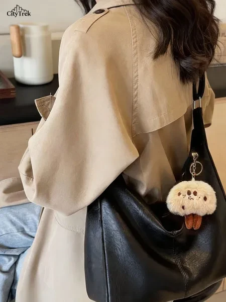 Сумка женская шопер, большая сумка через плечо черный - превью 9