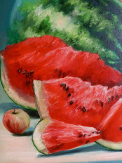 Картина маслом"Арбузный натюрморт" - превью 1