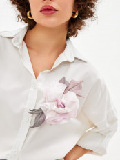 Роза шелковая брошь - превью 1