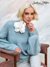 Белая брошь цветок на платье S21005 - превью 1