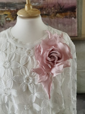 Брошь шелковая роза. Брошь цветок. - превью 1