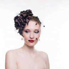 Вечерняя коктейльная шляпка с вуалью для скачек - превью 1