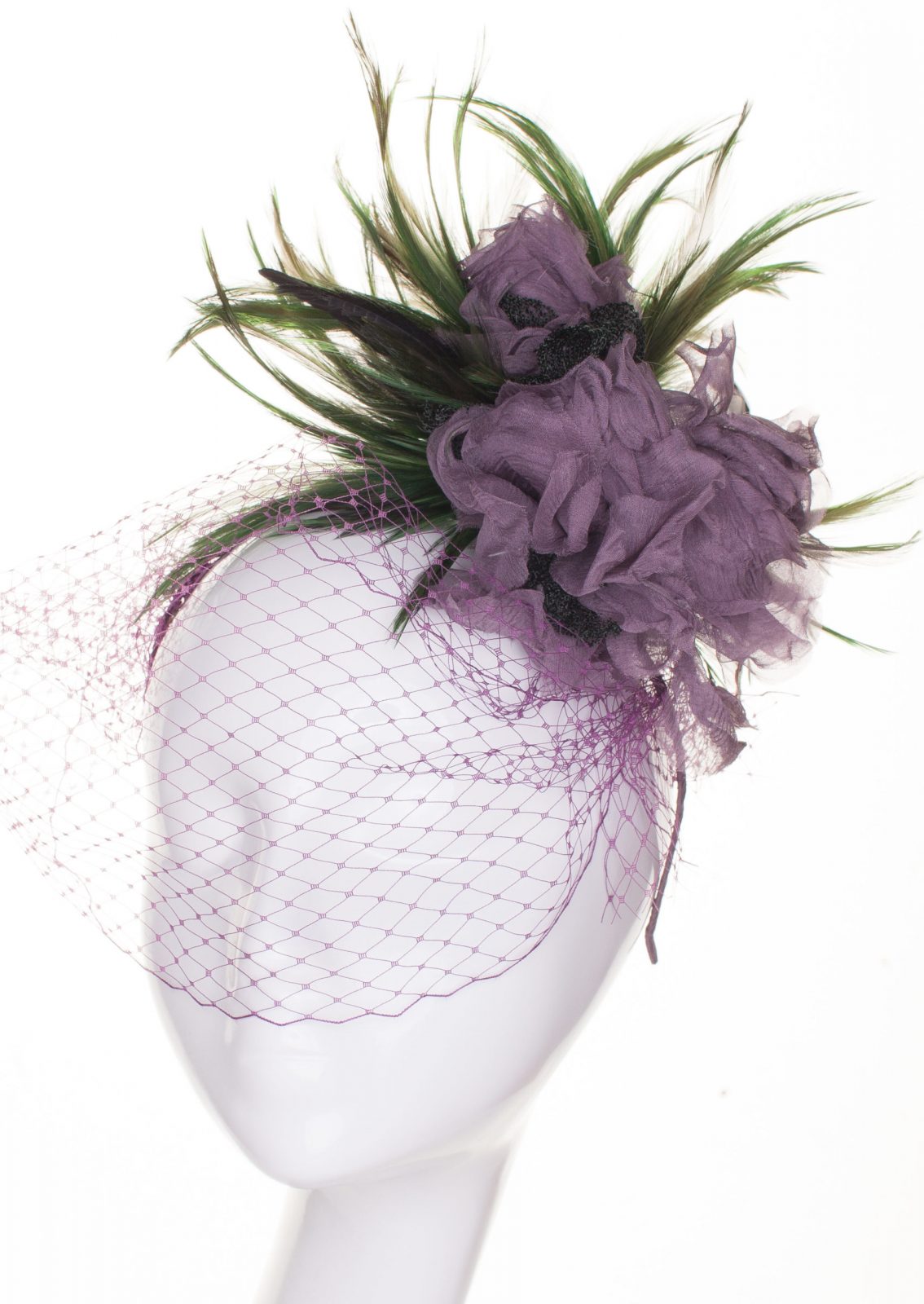 Шляпка для скачек с вуалью вечерняя коктейльная