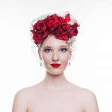 Венок из цветов шляпка вечерняя ободок - превью 1