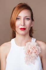 Пудровая роза брошь из шелка S21125 - превью 1