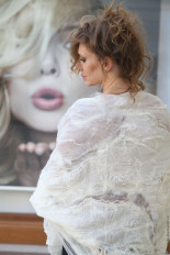 Белый палантин свадебная накидка шелковый - превью 1