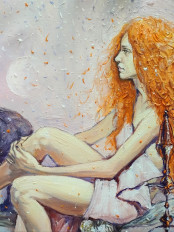 Картина маслом рыжая девушка, пантера, череп. Первая любовь Ариадны - превью 6