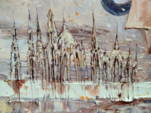 Картина маслом рыжая девушка, пантера, череп. Первая любовь Ариадны - превью 7