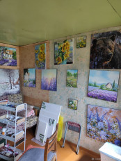 Картина цветы "Розовые пионы" холст масло 20/20 см - превью 15