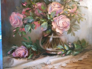 Картина маслом"Розовый букет"50х50 - превью 3