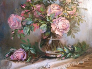 Картина маслом"Розовый букет"50х50 - превью 6