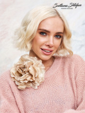 Брошь бежевый цветок S21008 - превью 1