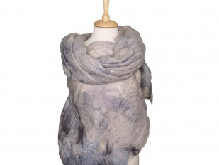 Серый палантин женский из шерсти и шелка - превью 1