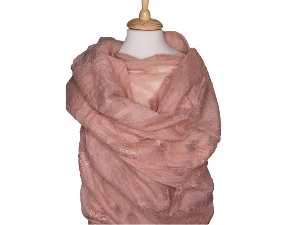 Палантин женский легкий пудрово розовый