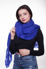 Синий шарф палантин женский теплый зимний - превью 1