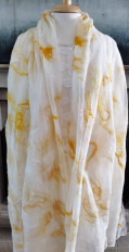 Палантин женский шелковый, шерсть желтый с белым - превью 1
